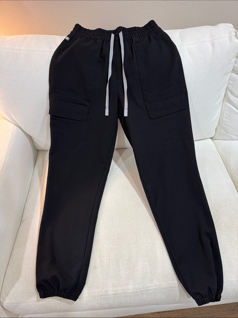 Women’s Black Figs Jogger Scrubs - Tie Waist Band Multi Pockets